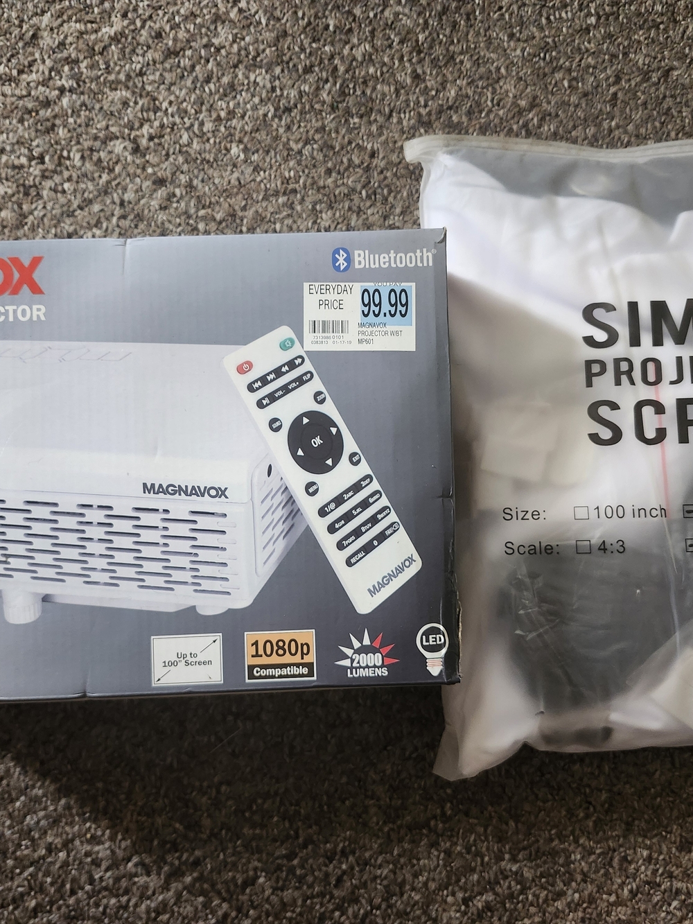 Magnavox Bluetooth Projector with Screen